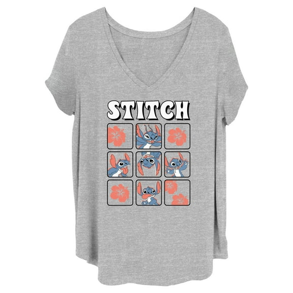Women's Lilo & Stitch Tropical Portraits Graphic Tee Heather Gray 4X