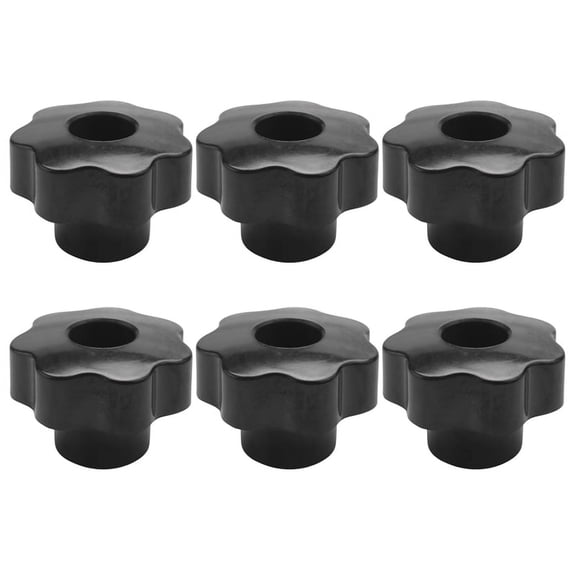 6X M10 10mm Dia Thread Black Plastic Star Head Clamping Knob Grip