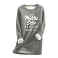 thumbnail image 2 of Titcea Fleece Pullover Women Letter Print Thermal Long Sleeve Crew Neck Sweatshirts Comfort Warm Soft Casual Tops, 2 of 3