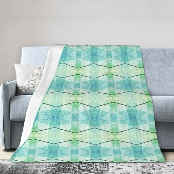 Green Stripe Art Throw Blanket, Anti-Pilling Ultra-Soft Micro Fleece Cover Blanket for Bed Sofa, for All Seasons, 40"x30"