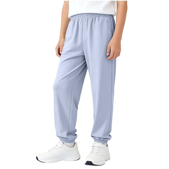 Guluxicc Boys Casual Pants Elastic Waist Summer Breathable Trousers Solid Color Outdoor Jogger Pants for Kids 3-13 Years
