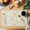 thumbnail image 2 of Beige Flowers Placemats Set of 12, Farmhouse Botanical Floral Green Leaves Placemats for Dining Table, Place Mats for Kitchen Tabletop, Waterproof Wipeable Dining Table Mats Set, 2 of 9