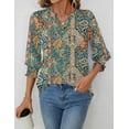 thumbnail image 6 of Women's 2025 Fashion Tops 3/4 Length Sleeve Business Casual Blouses Summer Tees Shirts, 6 of 6