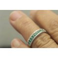 thumbnail image 4 of HeartsAndYou Natural Emerald Moissanite Three Row Half Eternity Band 14k SOLID White Gold, 4 of 8