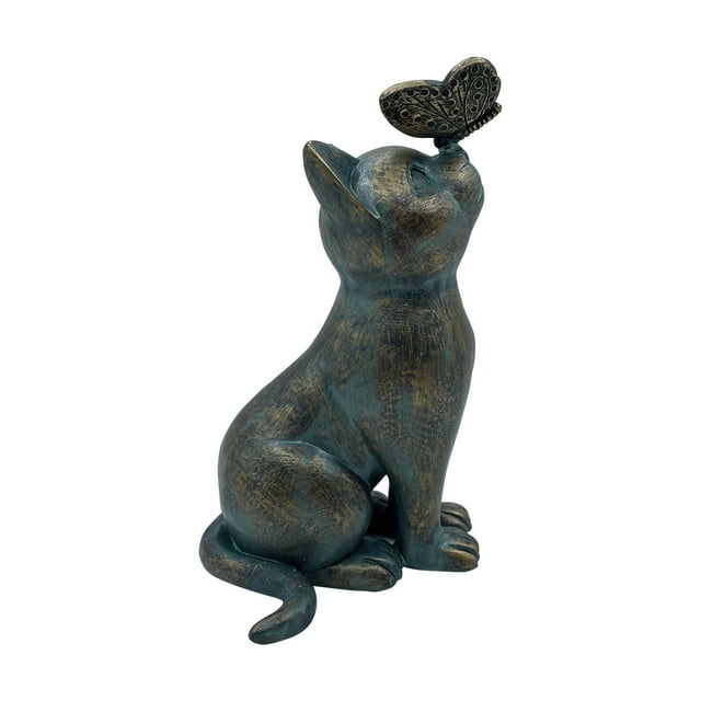 Figuritas de Gato de Resina Ehuebsd Esculturas Artesanales para Jardín Interior y Exterior