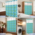 thumbnail image 4 of No Hook Shower Curtain, Tropical Floral Shower Curtains for Bathroom with See Through Top Window, Summer Monstera Leaves Boho Watercolor Blue Waterproof & Washable Bath Curtain Extra Long 72"x84", 4 of 4