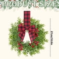 thumbnail image 3 of 1Pc 10.6 Inch Mini Christmas Cabinet Wreath, Faux Norfolk Pine Wreath with Red Berries & Red Black Buffalo Plaid Bow, Small Artificial Xmas Wreath for Wall, Front Door & Home Holiday Decor, 3 of 4