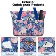 thumbnail image 2 of Tote Bag for Women - Pioneer Flower Shoulder Bag - Large Utility Work Duffle Bag with Zipper Handbag for Travel, Work, Sprots, 2 of 5