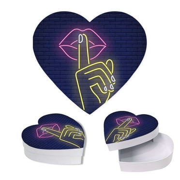 Koyal Wholesale Valentine's Day Heart Shaped Gift Box with Lid, Sexy Lips, Reusable Heart Box, 8"x6", 1-Pack