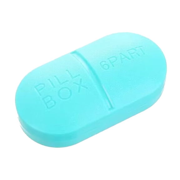 CASAFUN Candy Pill Organizer for Purse, 6 Compartments Pill Cases, Compact and Portable Pill Box, AM PM Pill Container for Medication/Vitamins/Fish Oils/Supplements