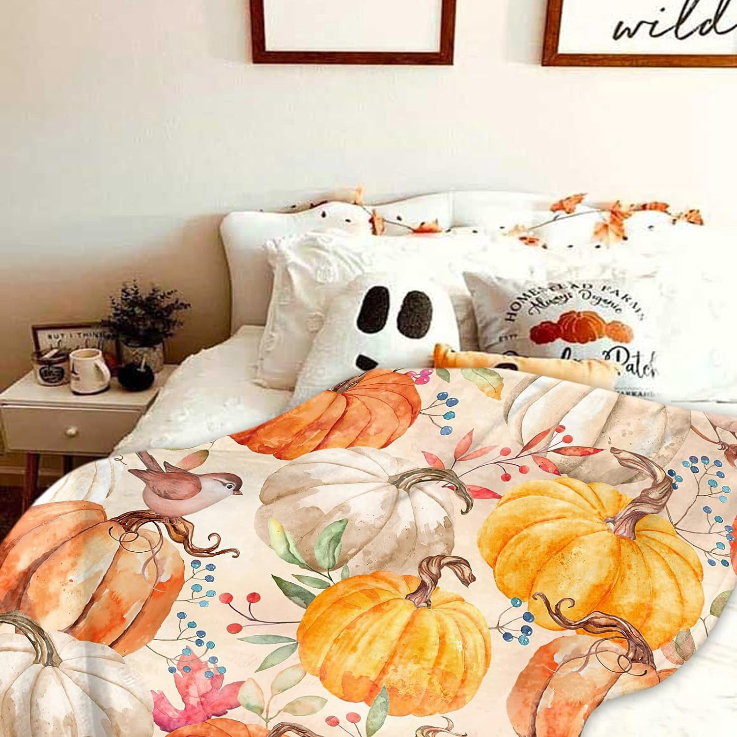 Couverture Citrouille D'Halloween - 130 X 150 Cm - En