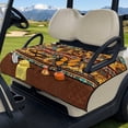 thumbnail image 2 of COEQINE Quilted Golf Cart Seat Cover, Folds Design with Handle for Easy Carry, Universal Fit for EZGO Yamaha Club Car 2-Seater, 4 Front Pockets, Butterfly Sunflower American Tribal Brown, 2 of 8