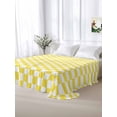thumbnail image 5 of Yellow White Plaid King Size Flat Sheet, Wrinkleproof & Fadeproof Cooling Flat Bed Sheet Only, Modern Retro Geometric Checkered Breathable Soft Bedding Top Sheets 105 x 98 Inches, 5 of 8