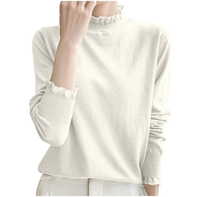JMYHOAM Sweaters for Women Fashion Casual Round Neck Solid Color Loose Base Layer Sweater Knitted Sweater Top