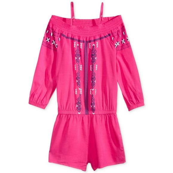 Epic Threads Big Girls Smocked Printed Rompers, Pink, Large