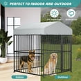 thumbnail image 4 of MEETWARM Large Outdoor Dog Kennel, Metal Heavy Duty Pet Playpen, Rust-Resistant Outdoor Dog Fence with Anti-UV & Waterproof Top Cover and Secure Lock for Backyard, 5'L x 5'W x 6'H, 4 of 7