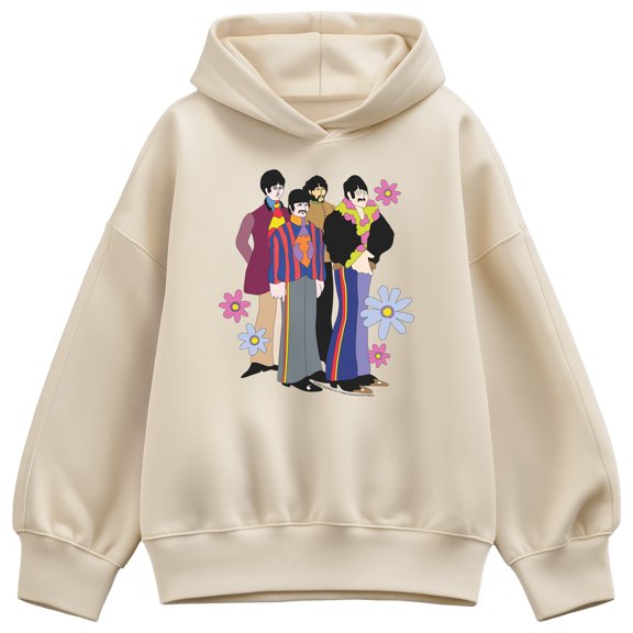 The Beatles - Retro Flowers Women's Oversized Fleece Hoodie Sweatshirt