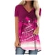 thumbnail image 1 of Camiseta Impresa con Cuello en V de Manga de Raglan de la Parte Trasera Larga Delantera Corta de las Mujeres de Navidad, Vacaciones Informales, 1 of 7