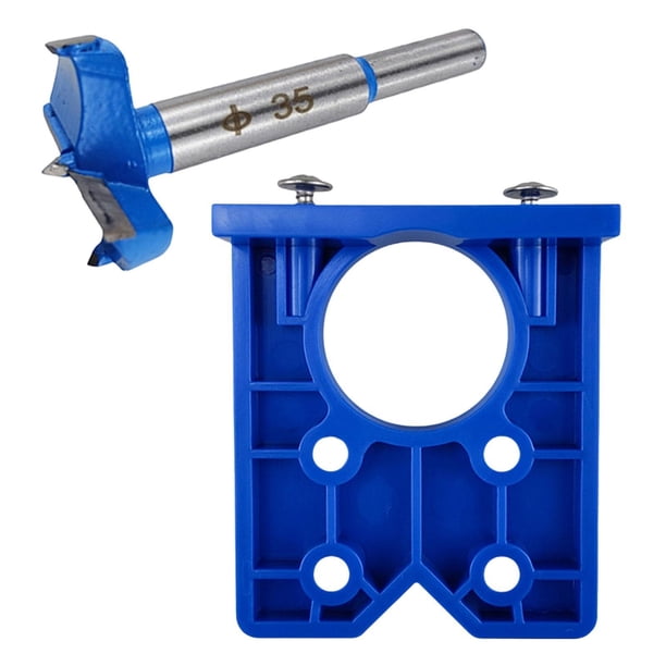 Kit de plantilla para bisagra oculta de 35 mm para carpintería, broca compacta multiusos resistente para Azul