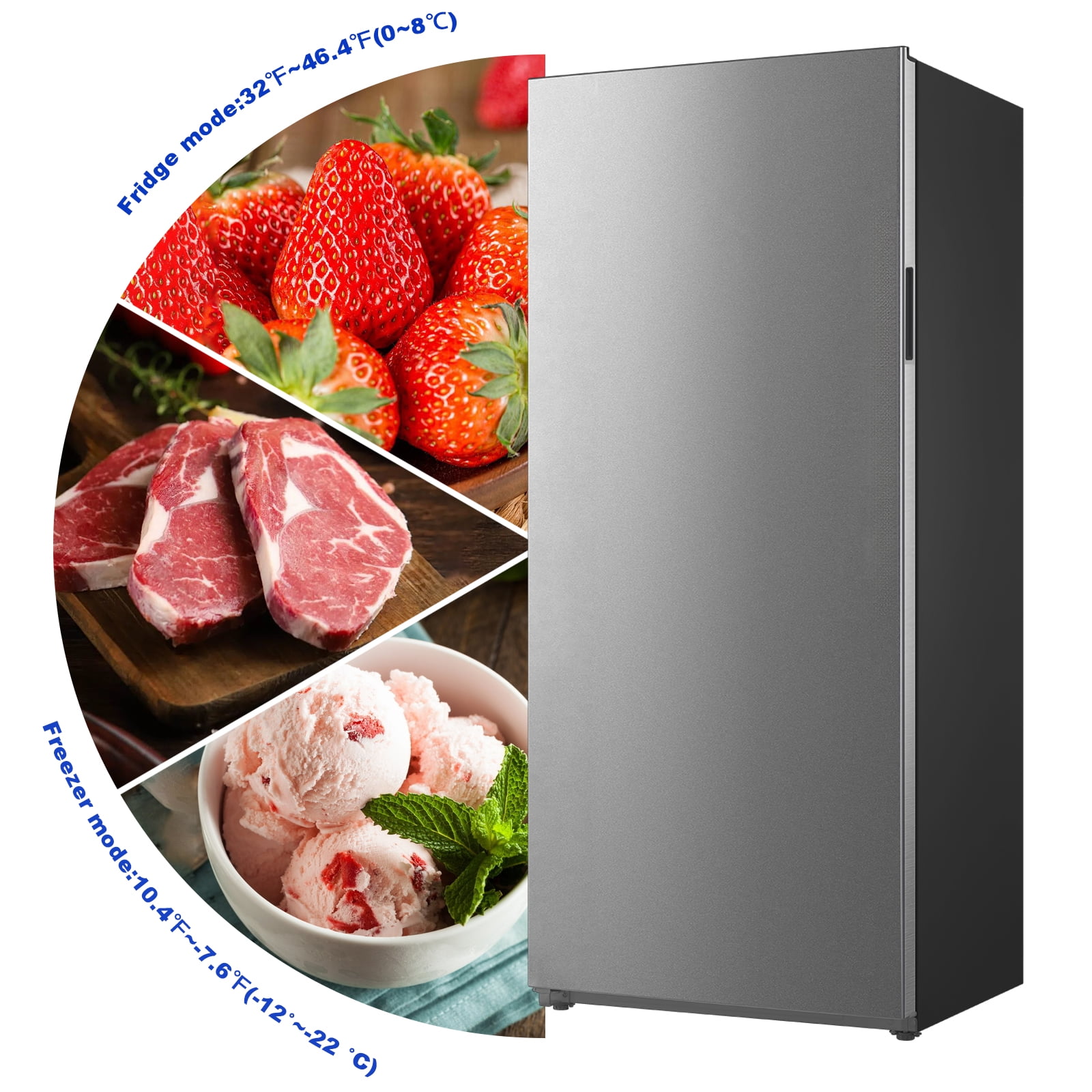 Smad 33 Inch Upright 21 Cu ft Freezer in Stainless Steel F21UFLESSS Left Door Fridge