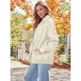 thumbnail image 3 of Chaqueta de cuero AUTOMET de gran tamaño de gamuza sintética para mujer, color beige, 3 of 6