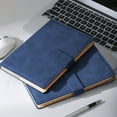 thumbnail image 2 of A5 Leather Journal, Refillable Hardcover Notebook with Magnetic Buckle, Thick Daily Diary for Men and Women, Great Gift for Business School Travel Personal - Dark Blue, 2 of 6