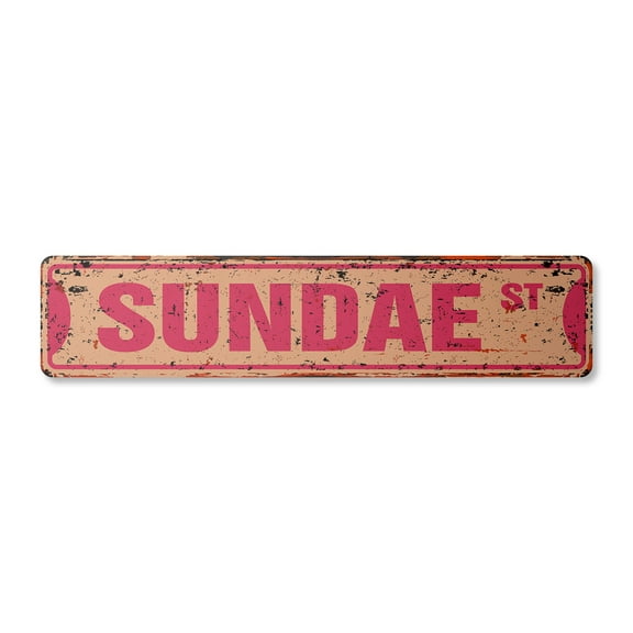 SUNDAE Vintage Plastic Street Sign ice cream shop lover hot | Indoor/Outdoor |  24" Wide