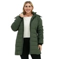 thumbnail image 3 of Soularge Women's Plus Size Winter Coat Warm Puffer Jacket with Hood Winter Puffer Coat Green 3X, 3 of 12