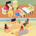 thumbnail image 2 of Juego de muebles de madera para casas de muñecas HAPGFS, 36 piezas con 4 muñecas, 2 of 7