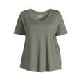 thumbnail image 5 of Terra & Sky Women's Plus Size V-Neck Tee with Short Sleeves, 5 of 5