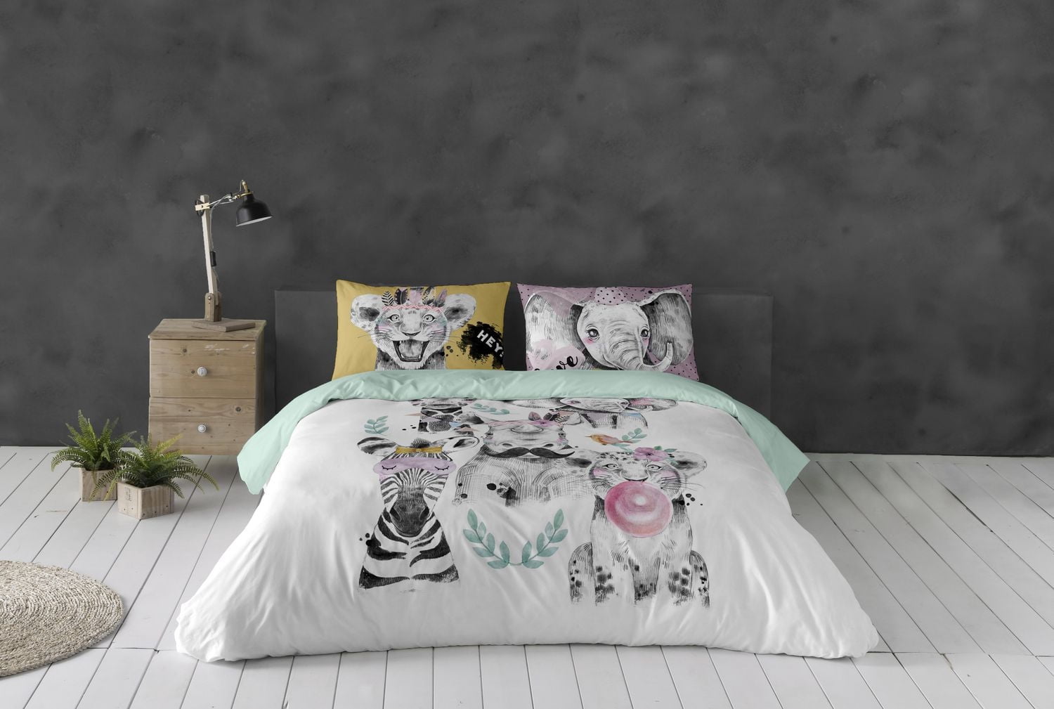 Ensemble de housse de couette 3 pièces Lika de Gouchee Home – Literie réversible en coton à imprimé animalier
