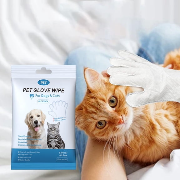EVER BETTER Dog and Cat Cleaning Gloves, Cleaning and Deodorizing Grooming Gloves, Dog and Cat Fur Face, Ears, Eyes, Paws Cleaner, Pet Grooming Wipes, Nourishing Fur, for Daily Care and Travel
