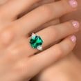 thumbnail image 4 of Gem Stone King 6.44 Cttw Green Nano Emerald Moissanite and Diamond 3-Stone Ring for Women | 925 Silver and 10K Yellow Gold | Gemstone Birthstone | Emerald Cut 12X10MM | Size 5, 6, 7, 8, 9 | Size 9, 4 of 6