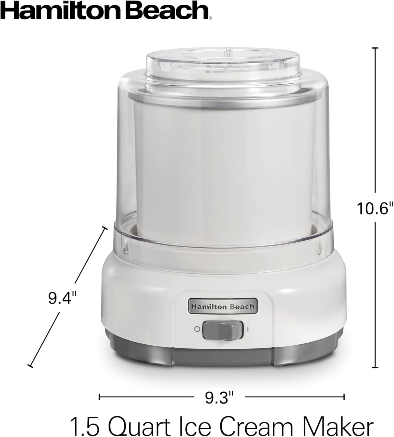 Electric Automatic Ice Cream Maker, Frozen Yogurt, Sorbet, Custard, 1.5 quart, White (68880)