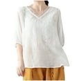 thumbnail image 2 of Pisexur Hauts pour Femmes, Blouses pour Femmes Habillées Décontractées à la Mode Pull Décontracté Imprimé Manches Courtes Col Rond Haut Marine, 3TG, 2 of 2