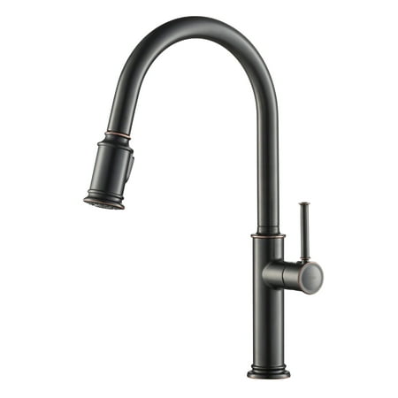 KRAUS Sellette Single Handle Pull Down Kitchen Faucet and Deck Plate in Oil Rubbed Bronze Finish