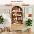 thumbnail image 6 of Walsunny 70"Tall Arched Kitchen Pantry,Storage Cabinet with Glass Doors and Adjustable Shelves,Freestanding Kitchen Hutch Cabinet for Dining Room,Living Room,Reading Room,Nature, 6 of 8