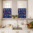 thumbnail image 4 of Kitchen Window Curtains Valance and Tier Set, Summer Nautical Colorful Shell Rod Pocket Tier Curtain Valance Set, Dark Blue Backdrop Light Filtering Cafe Curtains for Bedroom Living Room, 4 of 9
