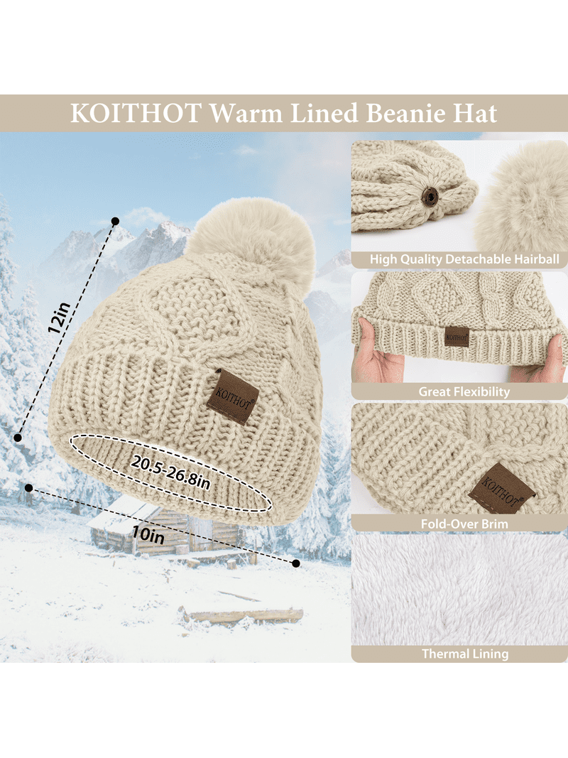 KOITHOT 3 Pieces Women Winter Hat Gloves Scarf Set, Soft  display picture 2