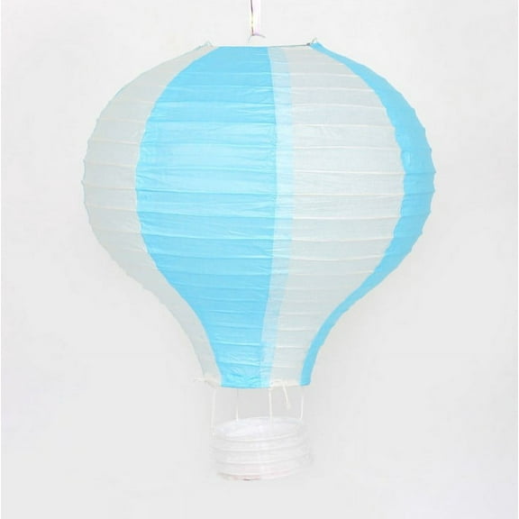 Nvzi -b 16in Hanging Hot Air Balloon Paper Lanterns, Reusable Chinese Japanese Party Ball Lamps Decorations Wedding Birthday Anniversary Christmas Engagement, Set of 6，Light Blue Stripe