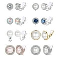 thumbnail image 1 of Juego de 8 pares de aretes de clip para mujer, aretes de clip con nudo dorado y perlas de imitación con circonitas cúbicas y almohadillas de goma, aretes con clip hipoalergénicos n, 1 of 4