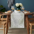 thumbnail image 2 of Sage Green White Table Runner - 108 Inch Long, Kitchen Dining Table Runner Dresser Scarves, Abstract Grey Chrysanthemum Flower Farmhouse Decor for Coffee Tables Wedding Party Banquet, 2 of 8