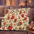 thumbnail image 6 of Christmas Watercolor Animals Teddy Bear Fox Holiday Scene, Festive Holiday Scene, Warm Flannel Blanket for Living Room and Reading Nook, Art Lovers Christmas Gift, Festive Home Decor, 6 of 9