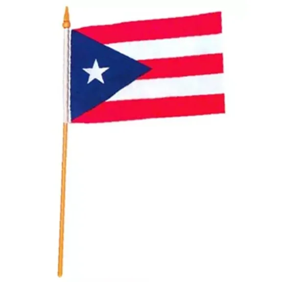 1 X 1.5' Puerto Rico Flags Wooden Dowel Parade Flags