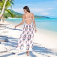 thumbnail image 7 of FORMRS Womens Long Sarong Beach Wrap Semi-Sheer Bikini Skirt Bathing Swimsuit Cover Up, Blue Abstract Pattern, 7 of 7