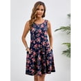 thumbnail image 5 of Chiclily Summer Sleeveless Dress Casual Beach Cover up Tank Sundress with Pockets, Rose Navy Blue M, 5 of 6