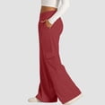 thumbnail image 4 of ManxiVoo Women's Casual Drawstring Waist Wide Leg Pants with Pockets Comfortable Soft Lounge Athletic Trousers XL Size Wine, 4 of 7