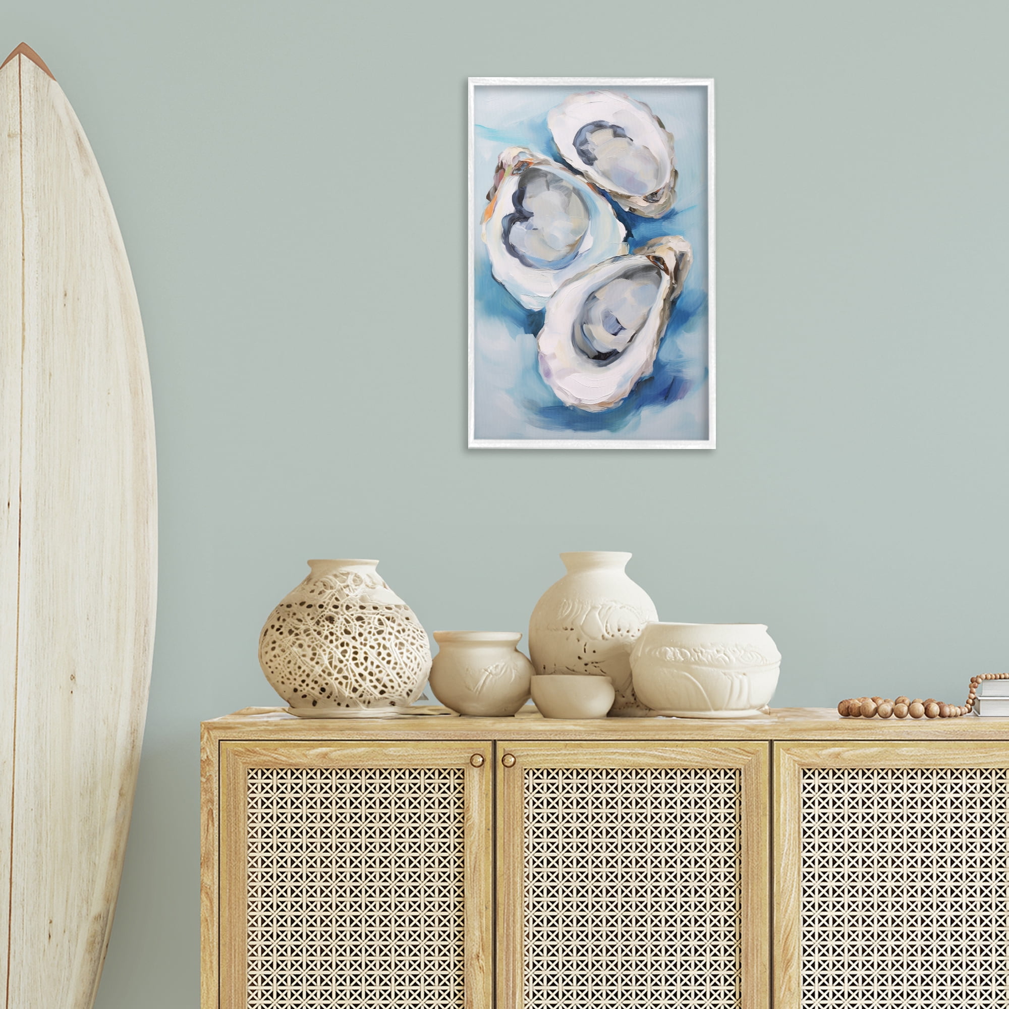 Stupell Industries Oyster Shell Trio Animals & Insects Painting White Framed Art Print Wall Art, 16 x 24