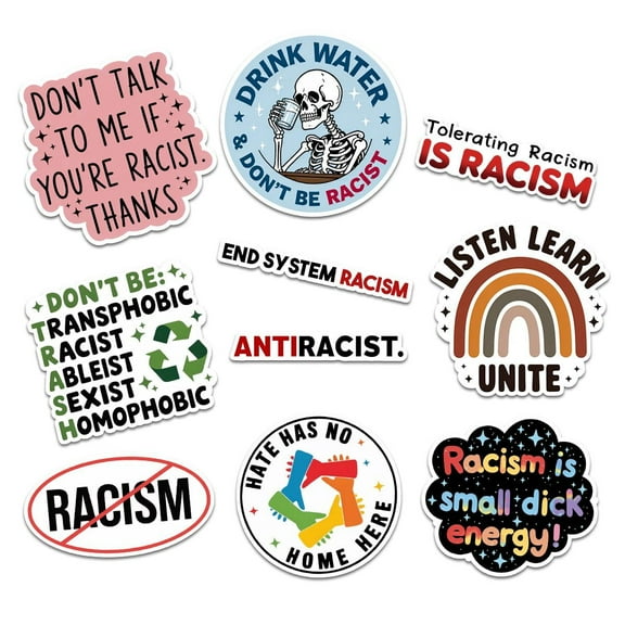 10 Pcs Anti-Racism & Equality Vinyl Stickers | Empowerment, Activism, Social Justice | Bold Messages for Change