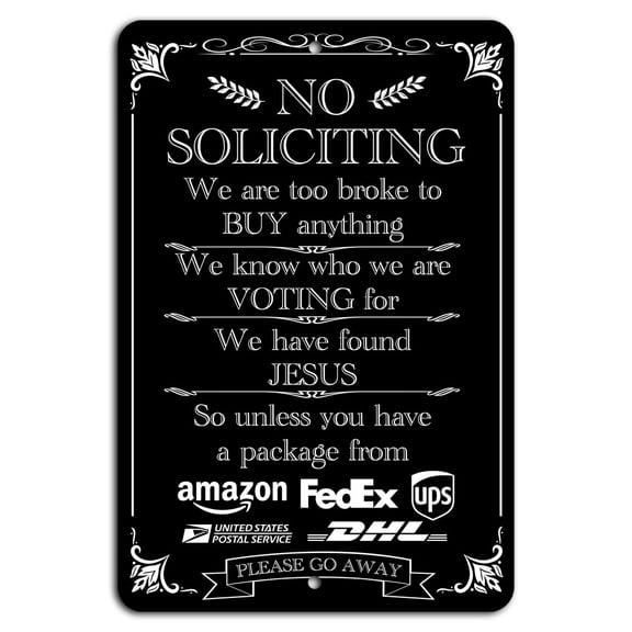 Black No Soliciting Sign – Deliveries Only, Please Go Away